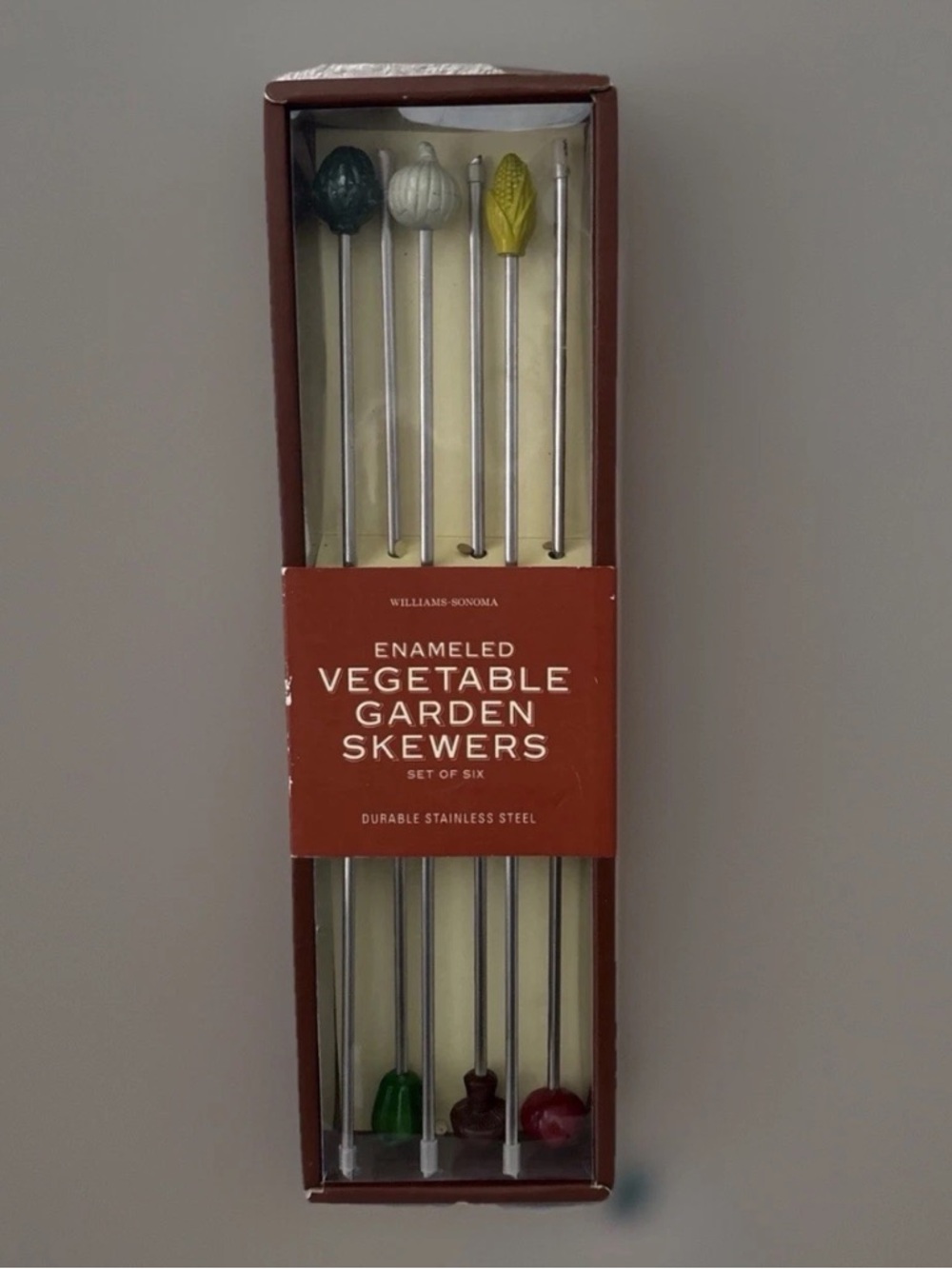 Vintage Williams Sonoma Enameled Vegetable Garden Skewers - Assorted Colors